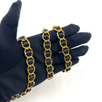 Prada Tessuto Saffiano Nylon Leather Black Chain Shoulder Bag Gold — view 7