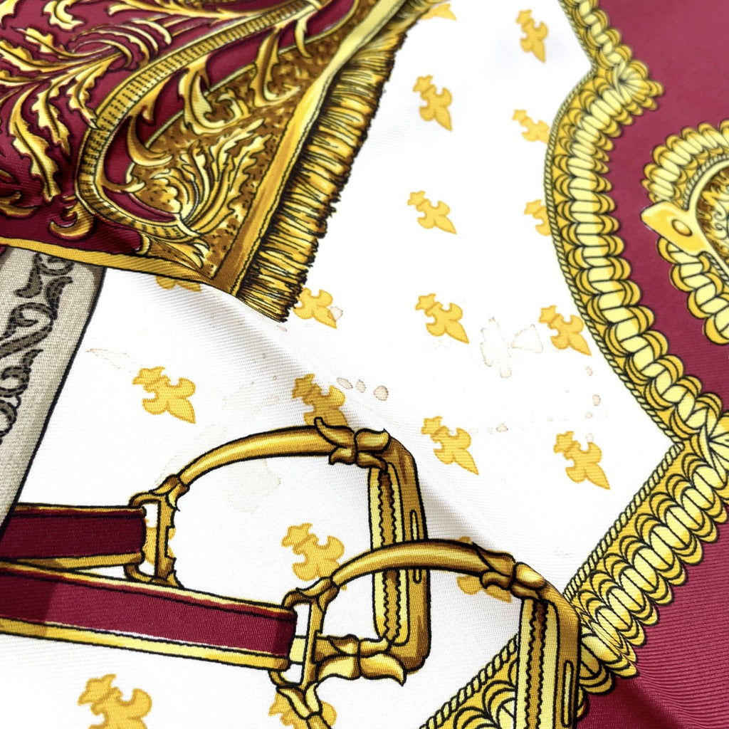 Hermes Carre 90 Selles a Housse Silk Off White Bordeaux Scarf — view 7