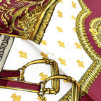 Hermes Carre 90 Selles a Housse Silk Off White Bordeaux Scarf — view 7