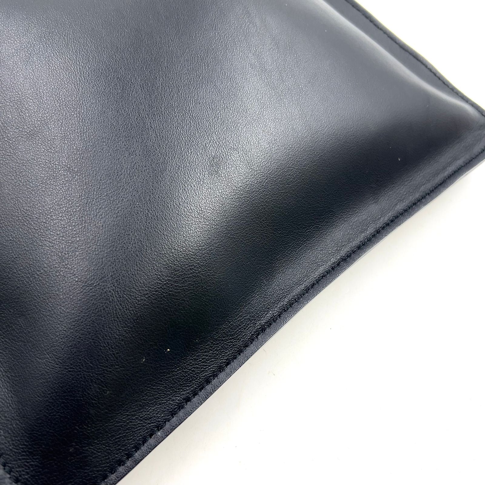 Fendi Logo Flat Calfskin Black Tote — view 8