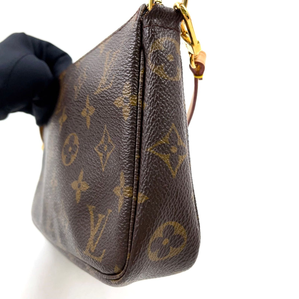 Louis Vuitton Pochette Monogram Leather Brown Light Handbag Gold — view 6