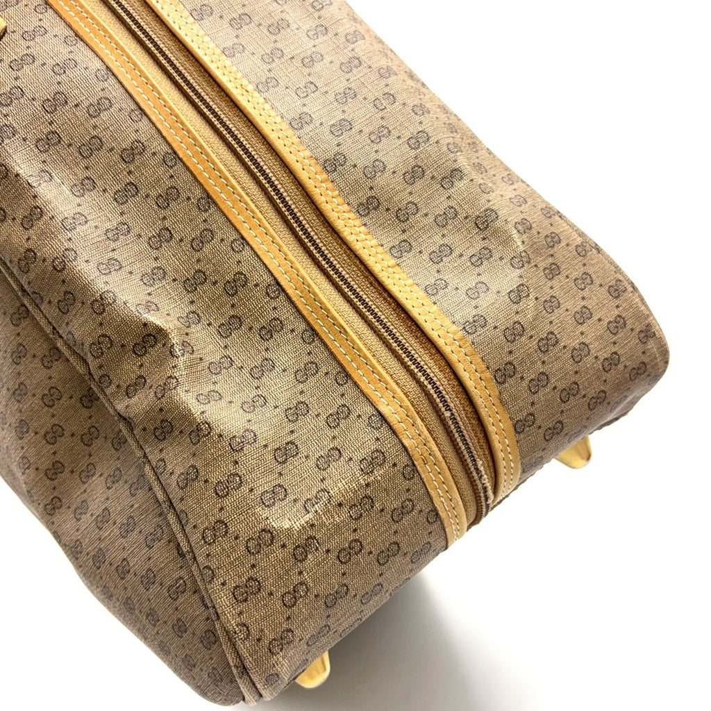 Gucci Vintage Micro GG Leather Fabric Beige Light Brown Red Boston Bag Gold — view 8