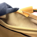 Gucci Vintage Micro GG Leather Fabric Beige Light Brown Red Boston Bag Gold — view 6