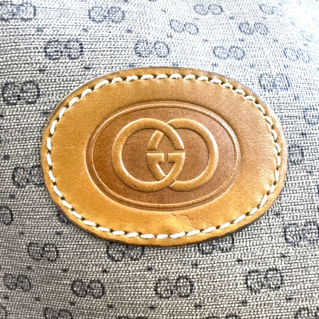Gucci Vintage Micro GG Leather Fabric Beige Light Brown Red Boston Bag Gold — view 7