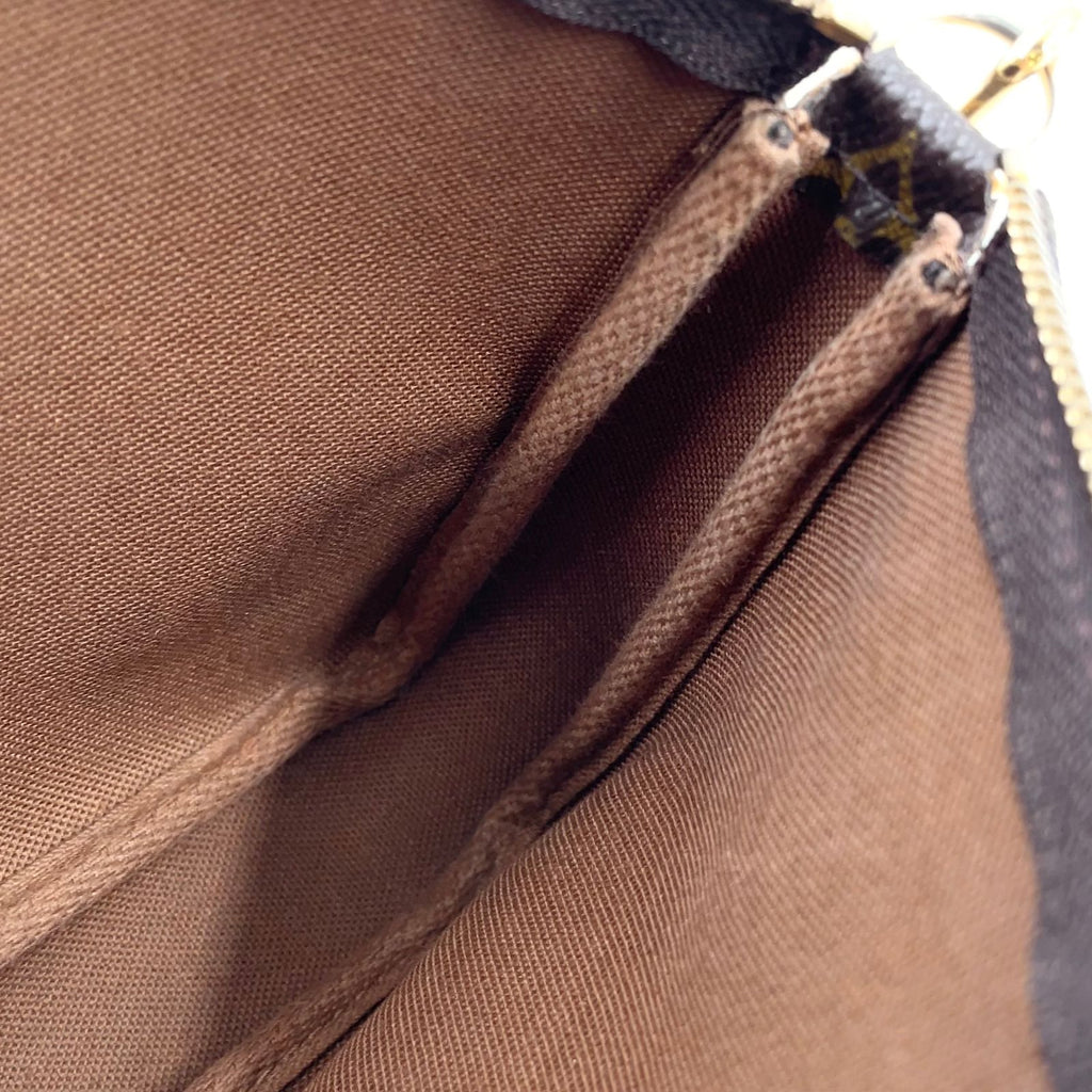 Louis Vuitton Pochette Monogram Leather Brown Light Handbag Gold — view 8