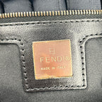 Fendi Zucchino Mamma Bucket Leather Canvas Brown Black Shoulder Bag Gold — view 4