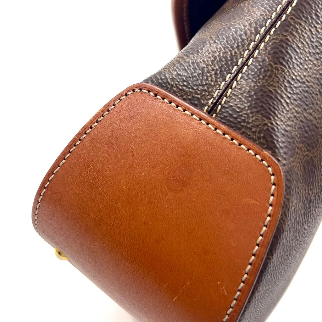 Celine Macadam Leather with Flap Charm Brown Light Handbag Gold — view 9