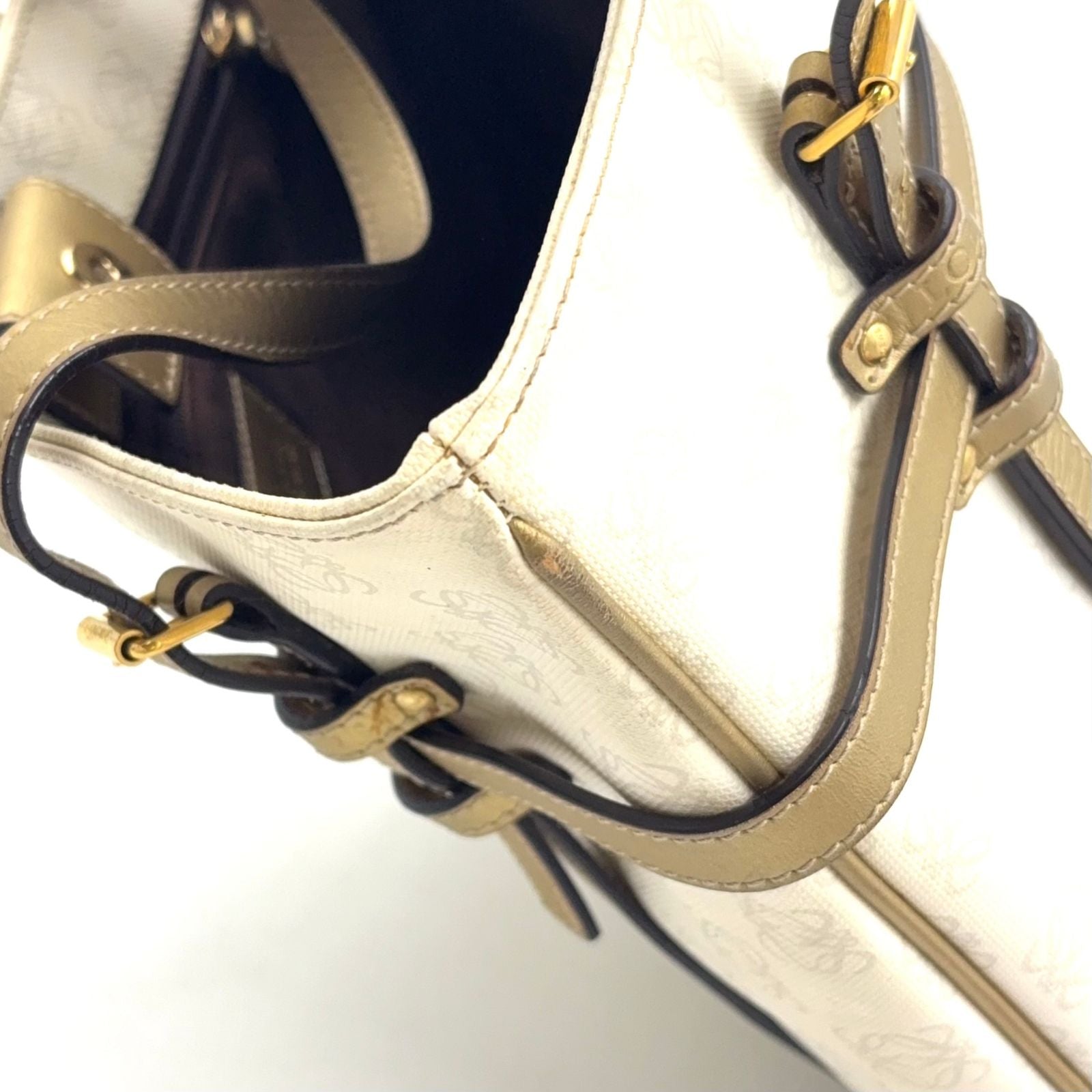 Loewe Repeat Anagram Leather Gold White Tote — view 8