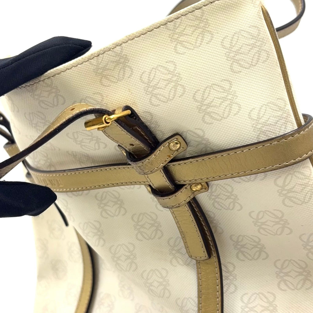 Loewe Repeat Anagram Leather Gold White Tote — view 6