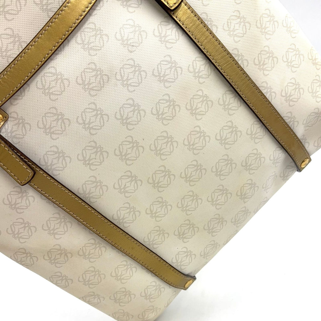 Loewe Repeat Anagram Leather Gold White Tote — view 5