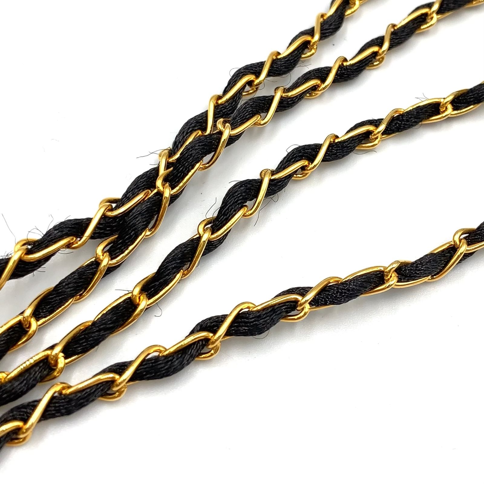 Chanel Perfume Bottle Nylon Glass Clear Gold Black Chain Necklace — view 6