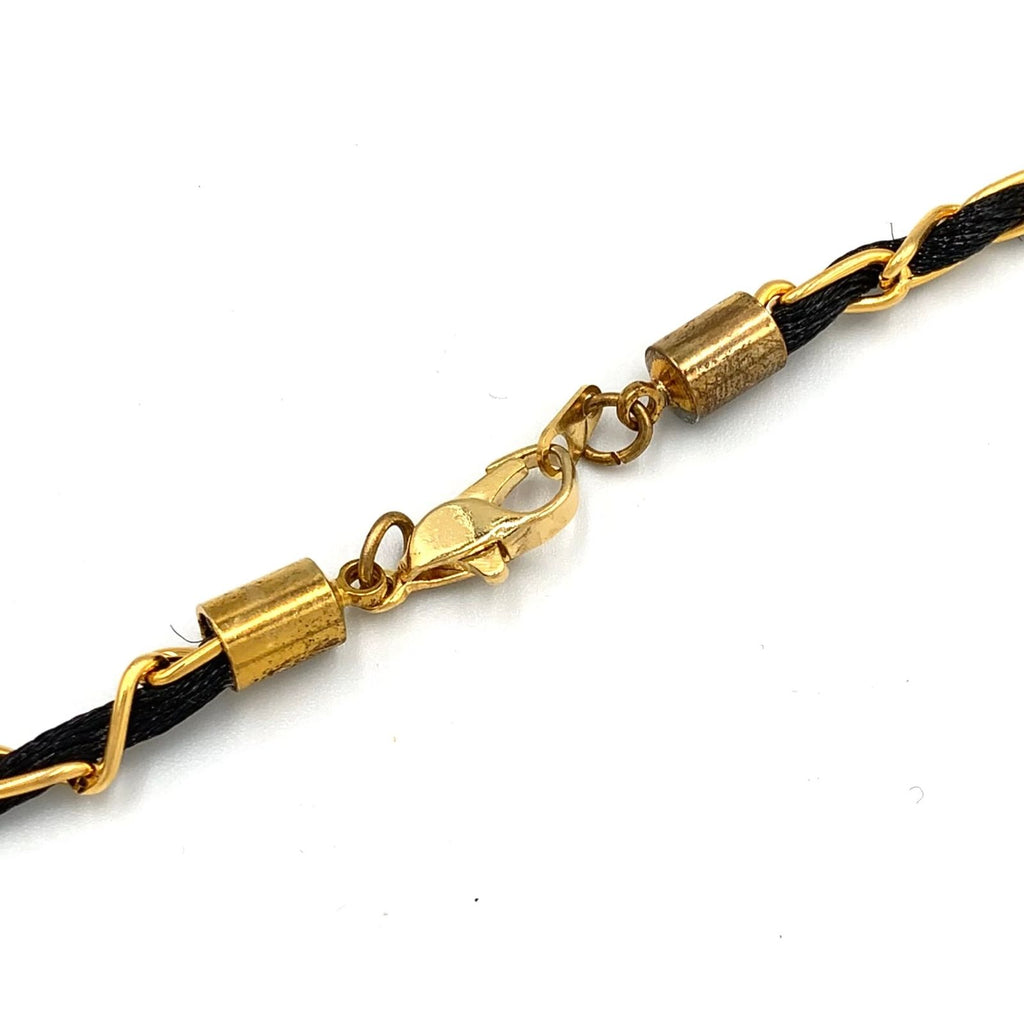Chanel Perfume Bottle Nylon Glass Clear Gold Black Chain Necklace — view 4