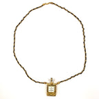 Chanel Perfume Bottle Nylon Glass Clear Gold Black Chain Necklace — view 3