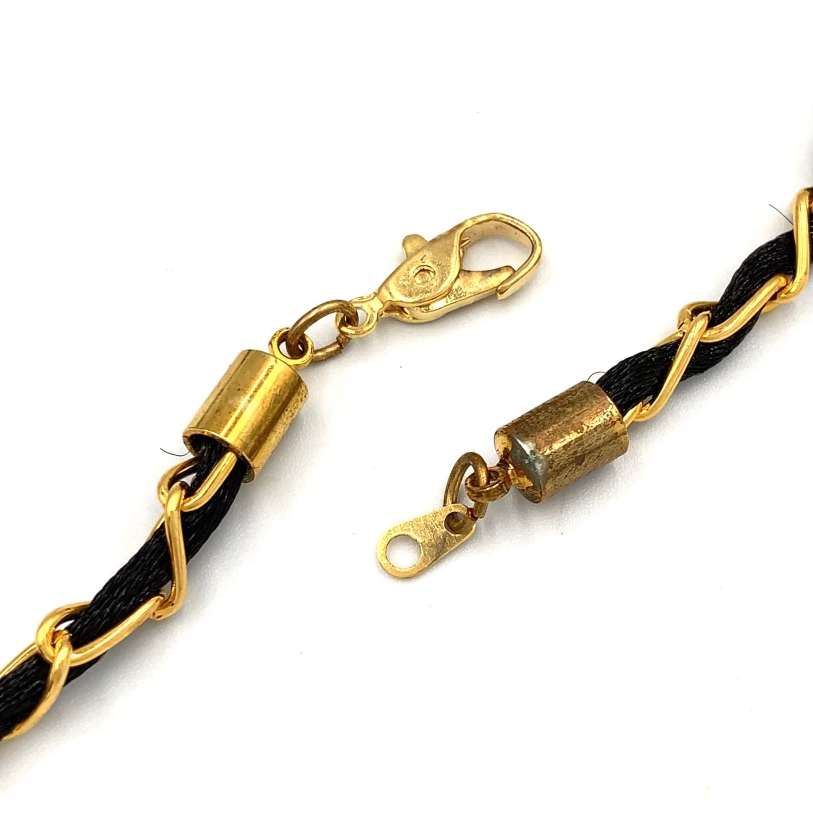 Chanel Perfume Bottle Nylon Glass Clear Gold Black Chain Necklace — view 5