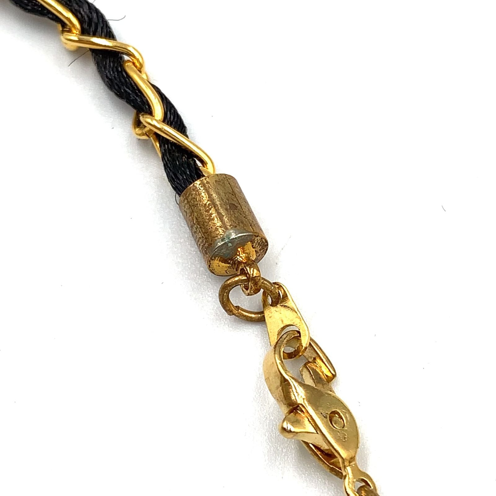Chanel Perfume Bottle Nylon Glass Clear Gold Black Chain Necklace — view 7
