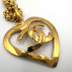 Chanel CC Logo Heart Gold Plated Necklace — view 9