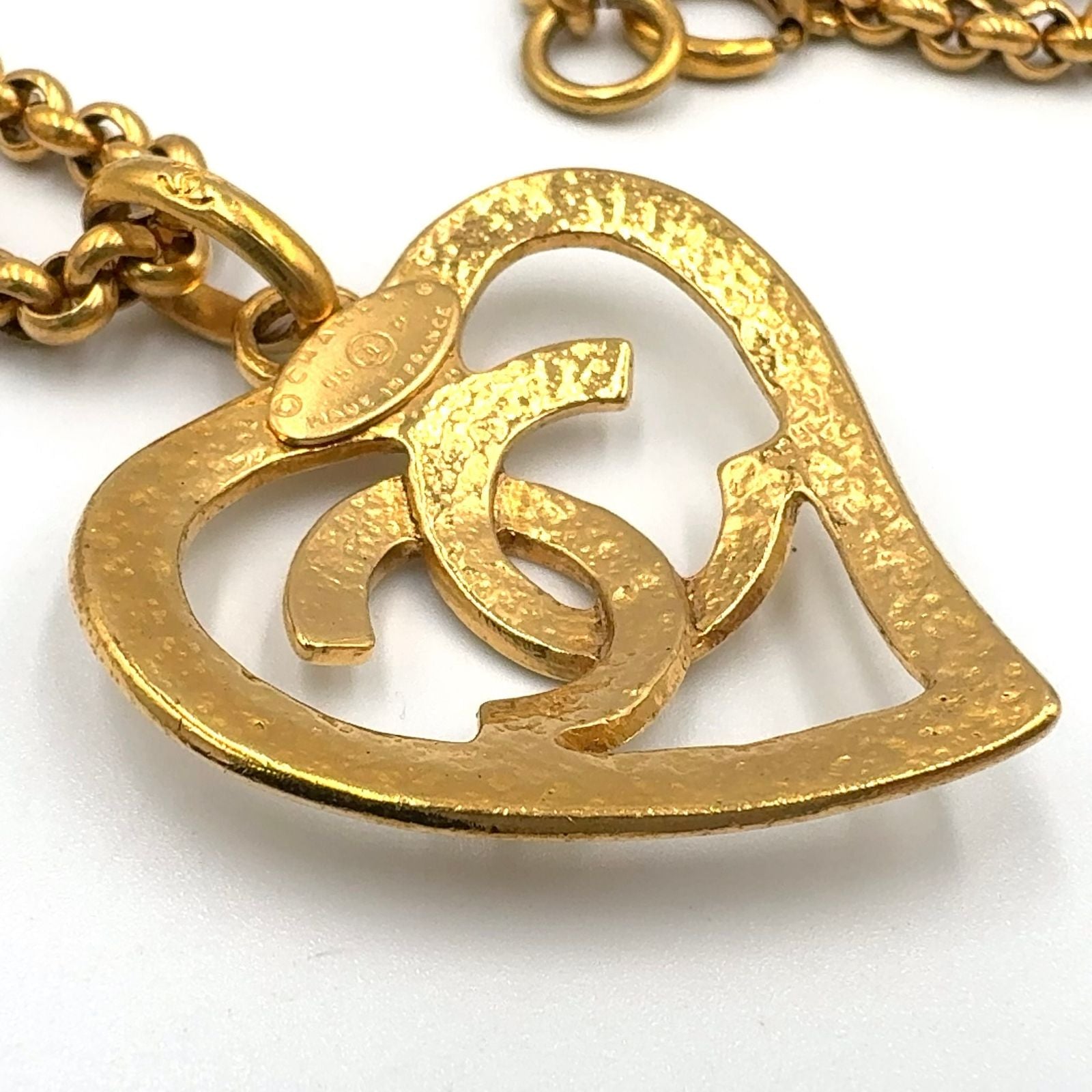 Chanel CC Logo Heart Gold Plated Necklace — view 8