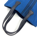 Hermes Potamos Cabas PM Leather Canvas Black Blue Handbag — view 8