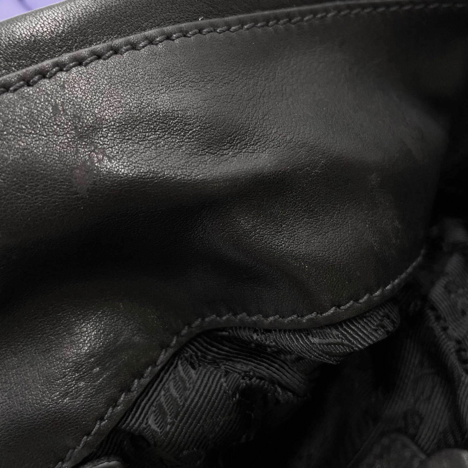 Prada Tessuto Wave Plastic Chain Nylon Purple Black Tote Silver — view 8