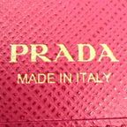 Prada Saffiano Metal 6 Leather Pink Key Case Gold Key Holder — view 4