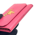 Prada Saffiano Metal 6 Leather Pink Key Case Gold Key Holder — view 5
