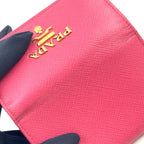 Prada Saffiano Metal 6 Leather Pink Key Case Gold Key Holder — view 7