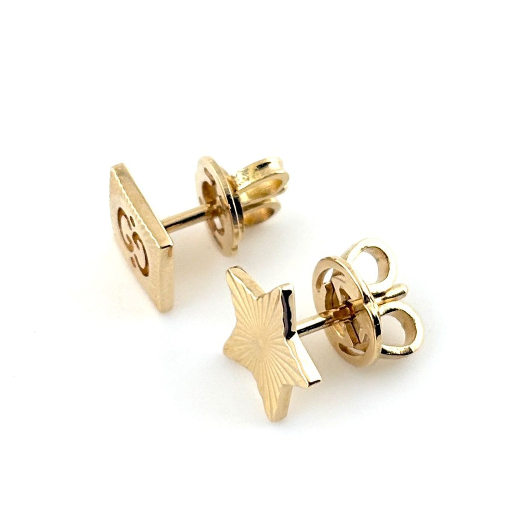 Gucci Star & Square Earrings YG Yellow Gold — view 3