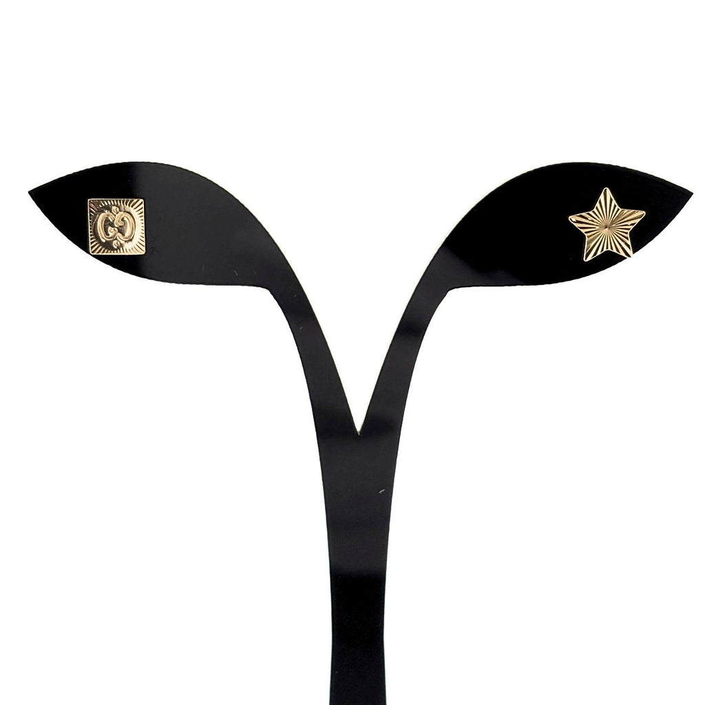 Gucci Star & Square Earrings YG Yellow Gold