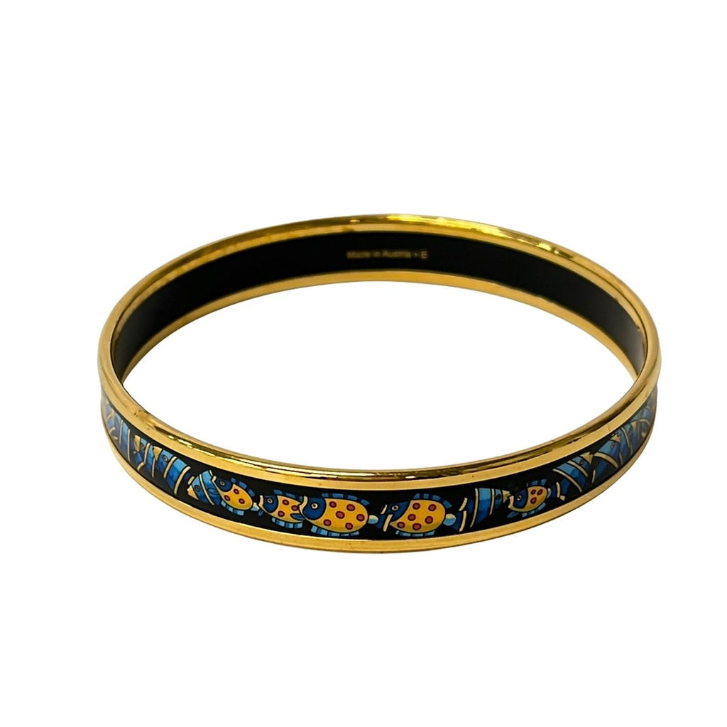 Hermes Bangle Enamel Black Blue Bracelet — view 3