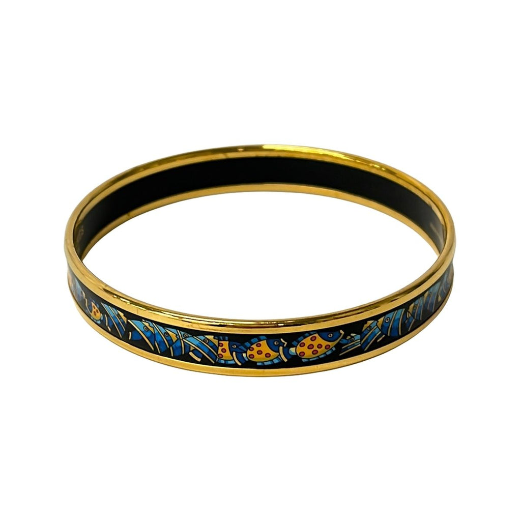 Hermes Bangle Enamel Black Blue Bracelet — view 2