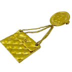 Chanel Vintage CC Logo Brooch Quilted Bag Motif Gold Plated High Quality — view 7
