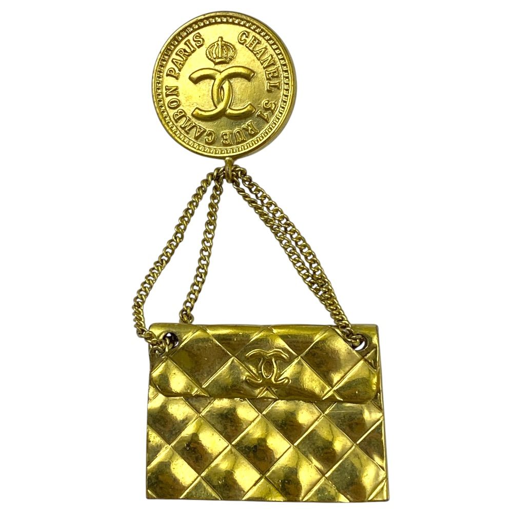 Chanel Vintage CC Logo Brooch Quilted Bag Motif Gold Plated High Quality