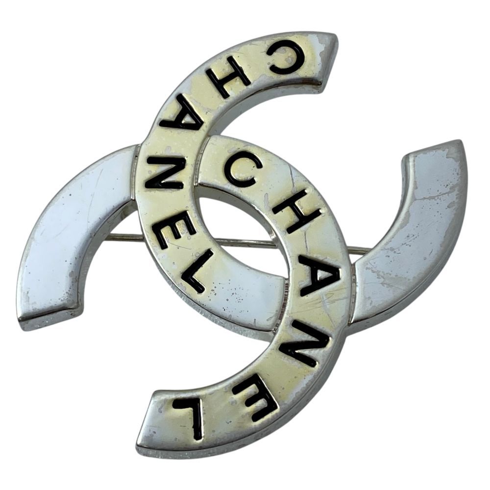 Chanel Vintage CC Logo Brooch Silver High Quality Presence — view 5