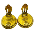 Chanel Vintage CC Logo Earrings Button Gold Plated Brown Fine Presence — view 6