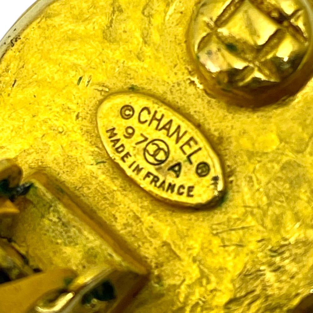 Chanel Vintage CC Logo Earrings Button Gold Plated Brown Fine Presence — view 7