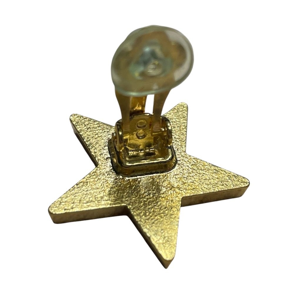 Chanel Vintage CC Logo Star Earrings Clip on Black Gold Quality Presence — view 9