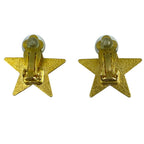 Chanel Vintage CC Logo Star Earrings Clip on Black Gold Quality Presence — view 2