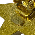 Chanel Vintage CC Logo Star Earrings Clip on Black Gold Quality Presence — view 8