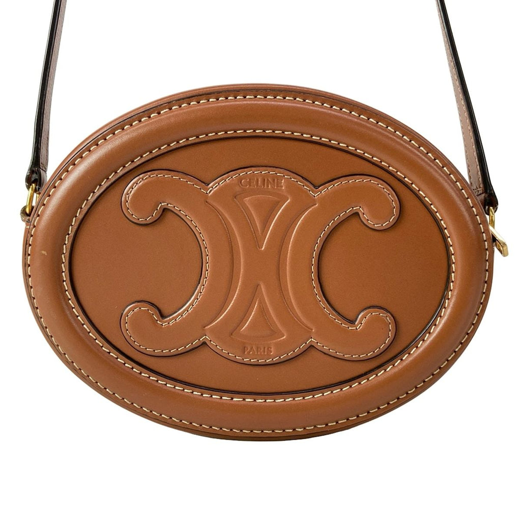 Celine Shoulder Bag Crossbody Oval Pass Cuill Triomphe Brown — view 3