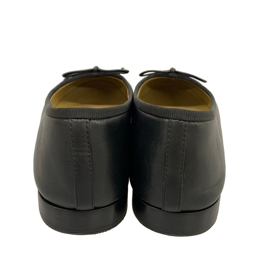 Chanel Flat Shoes 37.5 C Black CC Logo Ribbon Leather Lambskin — view 6