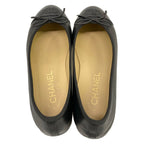 Chanel Flat Shoes 37.5 C Black CC Logo Ribbon Leather Lambskin — view 9