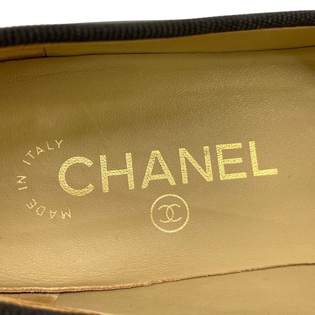 Chanel Flat Shoes 37.5 C Black CC Logo Ribbon Leather Lambskin — view 7