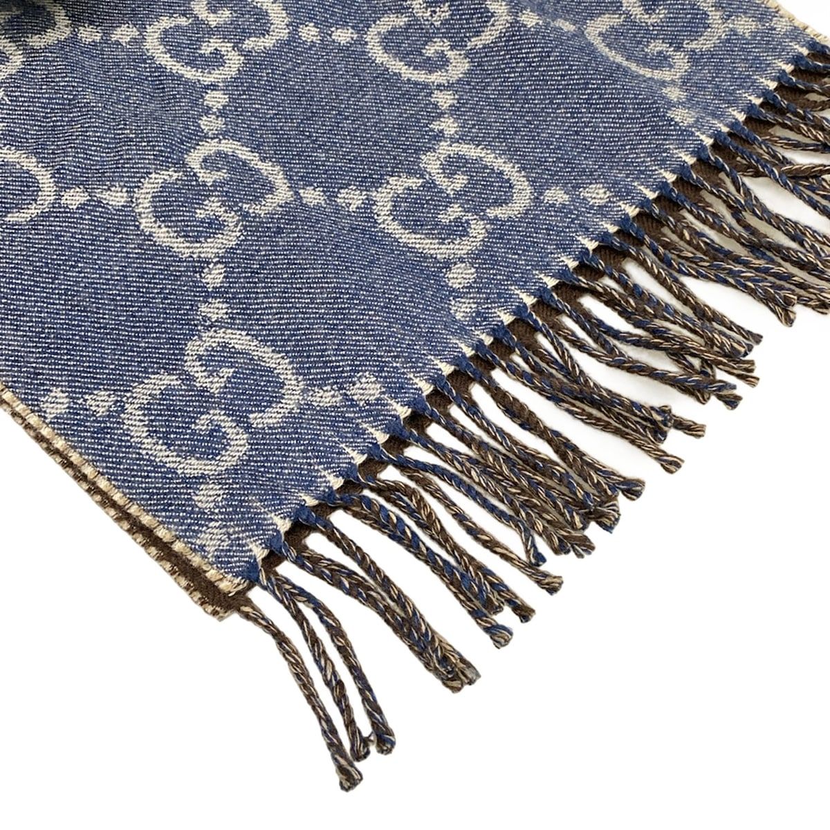Gucci Scarf Navy GG Pattern Wool — view 4