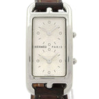 Hermes Watch Capecod Duzon Double Tour SS Leather Belt Silver