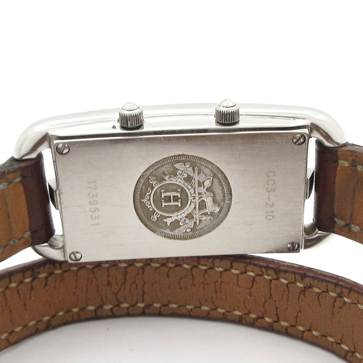 Hermes Watch Capecod Duzon Double Tour SS Leather Belt Silver — view 3