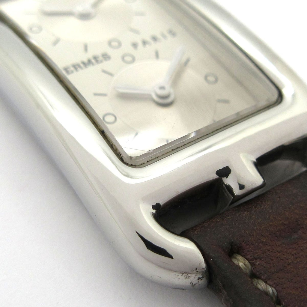 Hermes Watch Capecod Duzon Double Tour SS Leather Belt Silver — view 9
