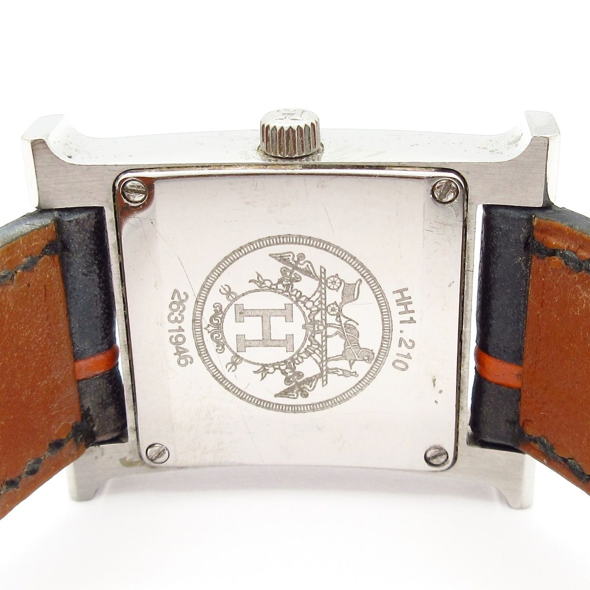 Hermes Watch Leather L Black Orange — view 3