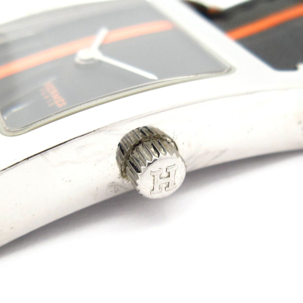 Hermes Watch Leather L Black Orange — view 8