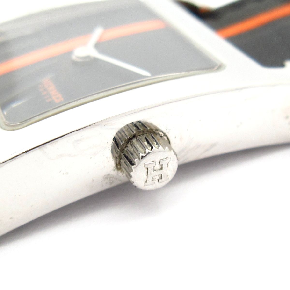 Hermes Watch Leather L Black Orange — view 8