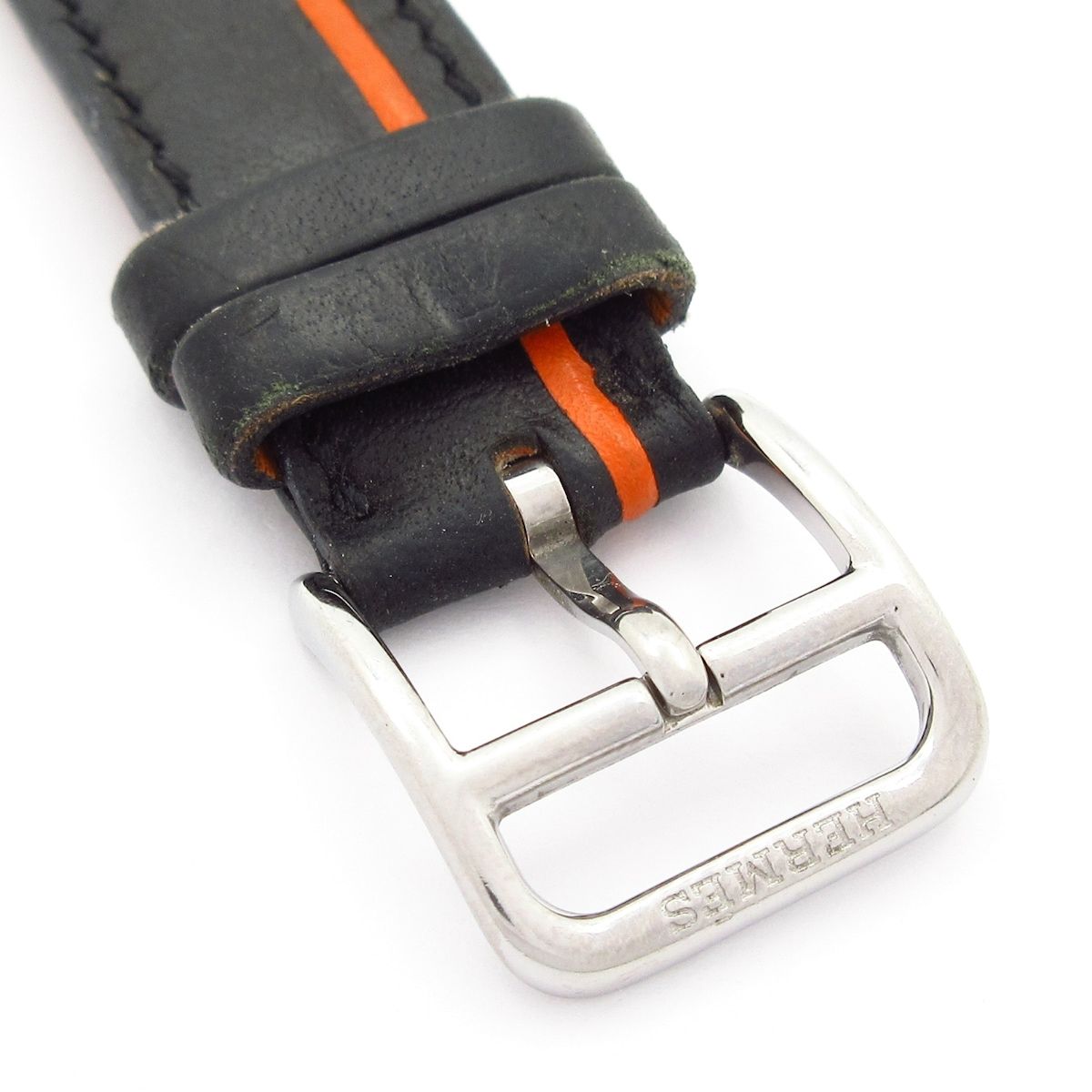 Hermes Watch Leather L Black Orange — view 6